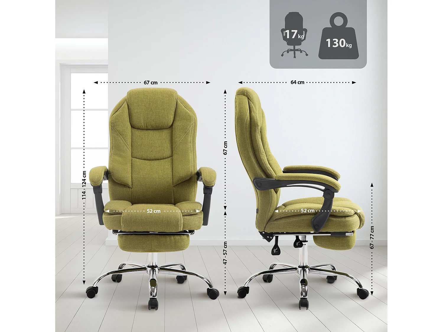 Chaise de bureau - Tissu - Vert - Castle