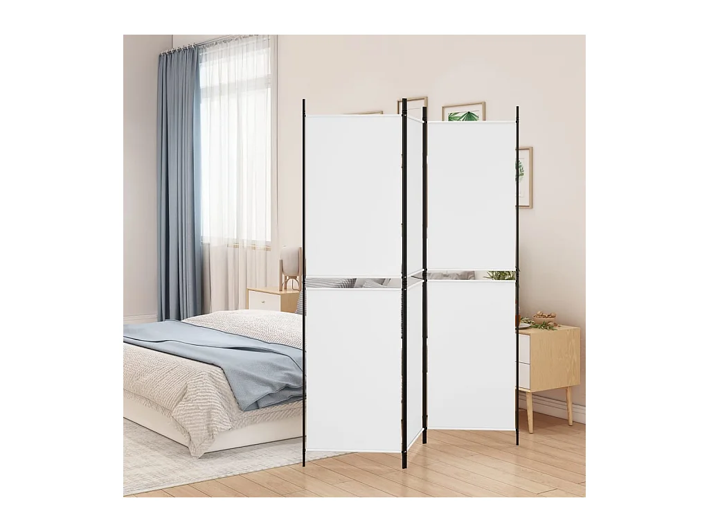 Cloison de séparation 3 panneaux Blanc 150x180 cm Tissu