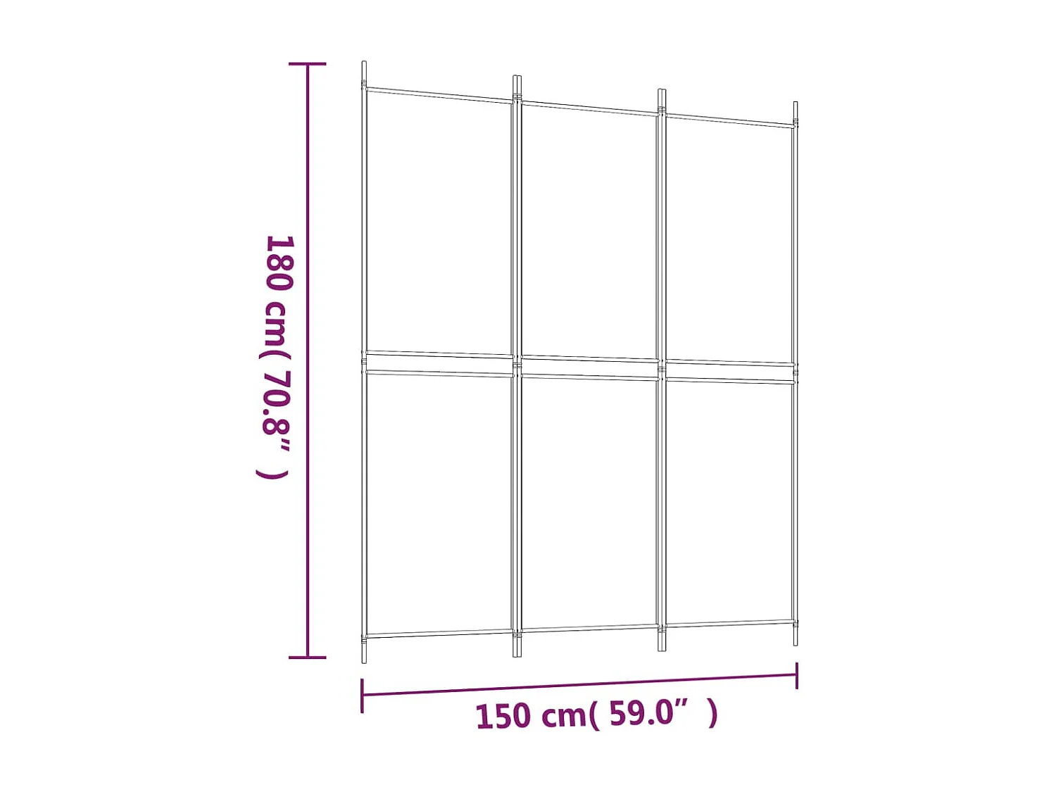 Cloison de séparation 3 panneaux Blanc 150x180 cm Tissu