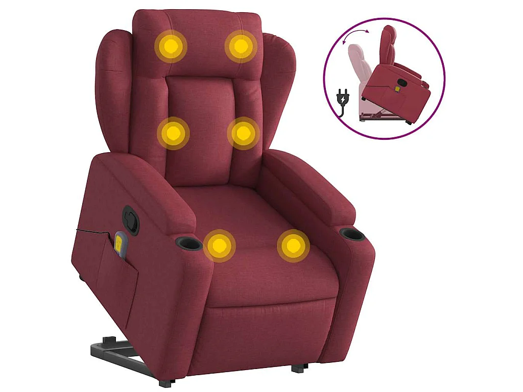 Fauteuil inclinable de massage Rouge bordeaux Tissu