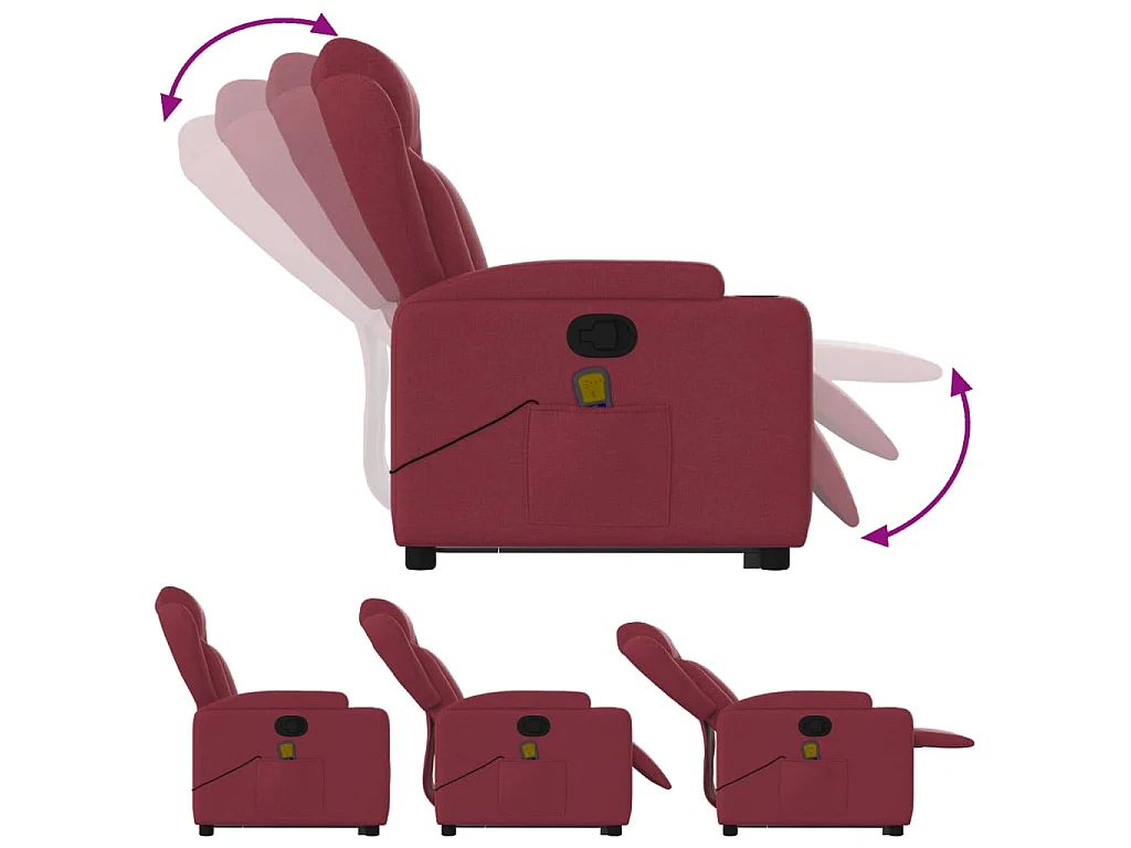 Fauteuil inclinable de massage Rouge bordeaux Tissu