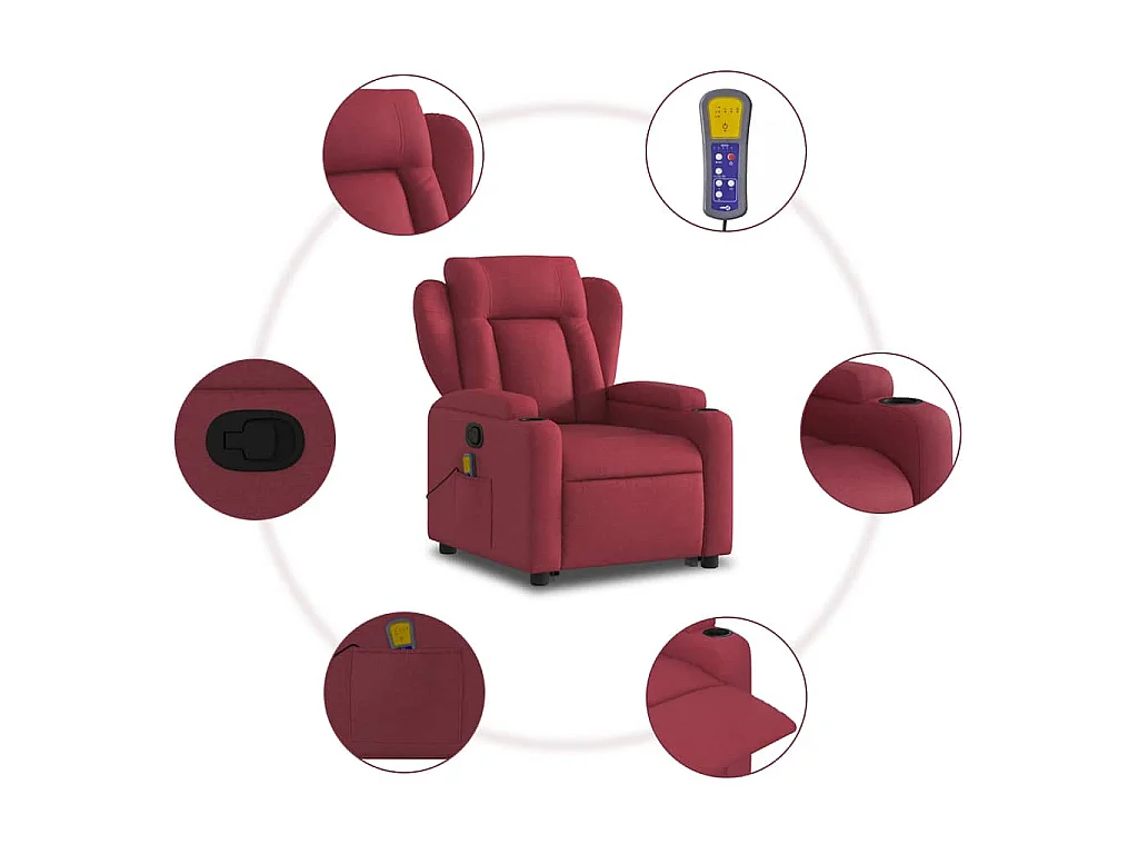 Fauteuil inclinable de massage Rouge bordeaux Tissu