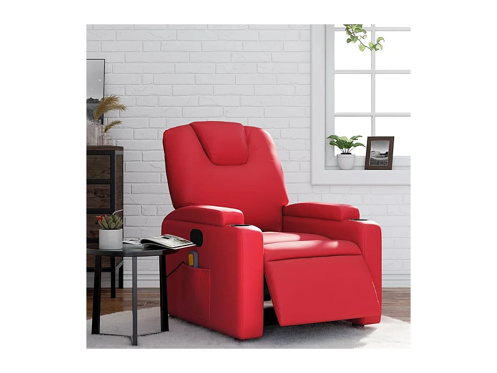 Fauteuil de massage inclinable électrique rouge similicuir