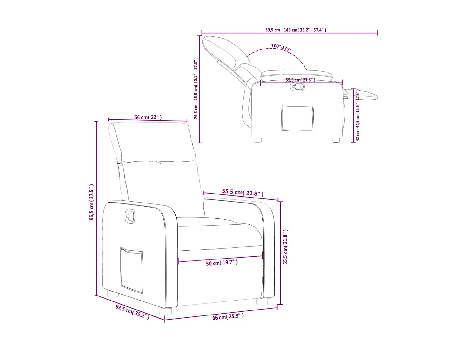 Fauteuil inclinable Cappuccino Similicuir