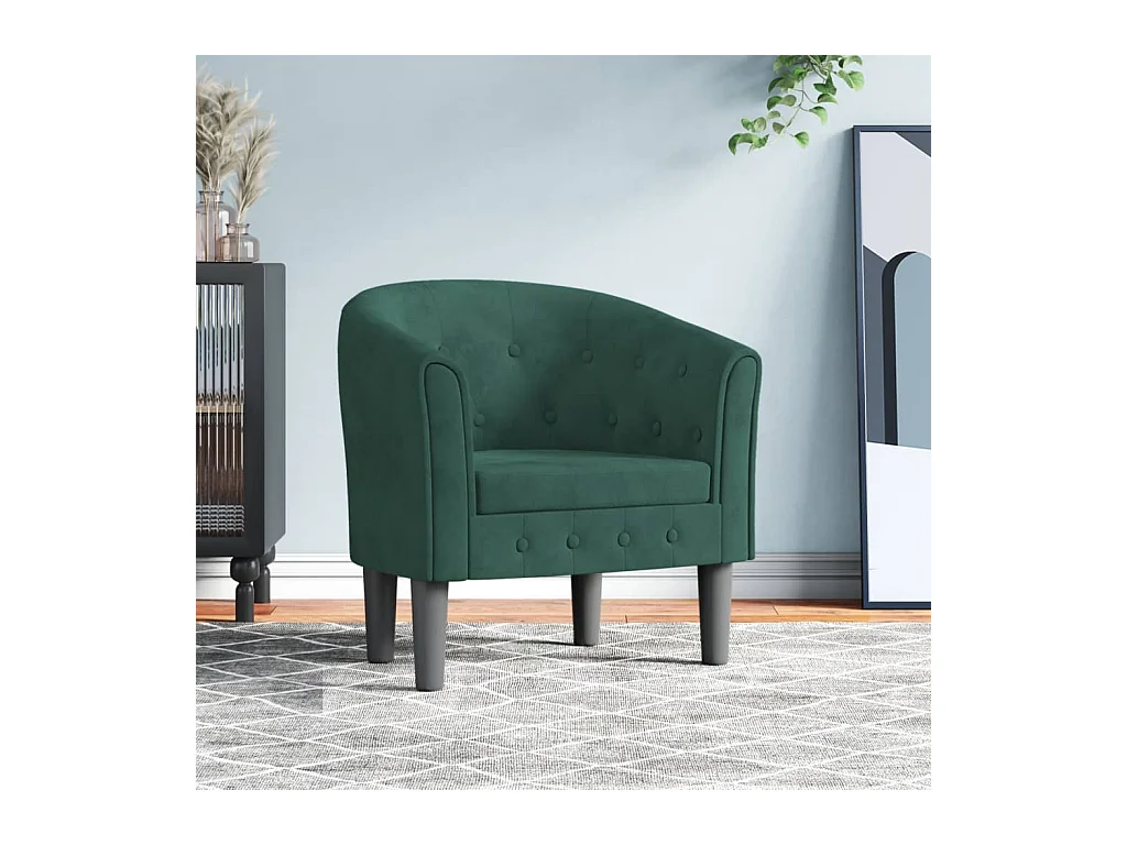 Chaise cabriolet  vert foncé velours