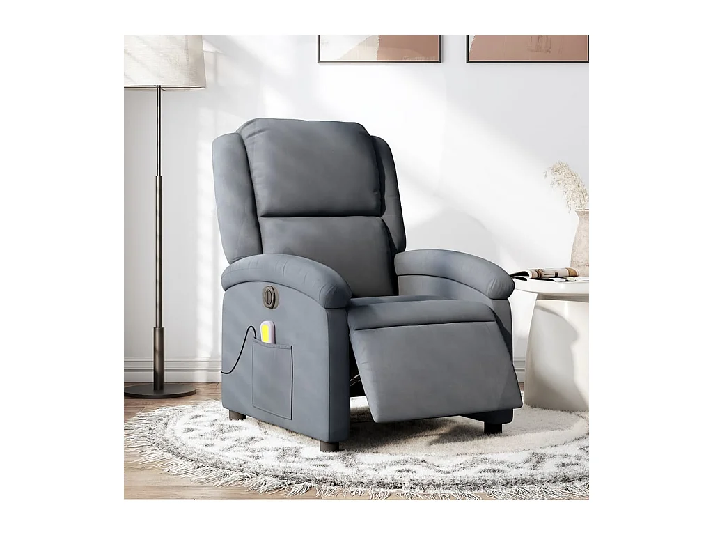 Fauteuil inclinable de massage électrique gris foncé velours