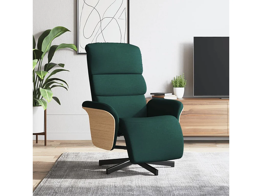 Fauteuil inclinable avec repose-pieds vert foncé tissu