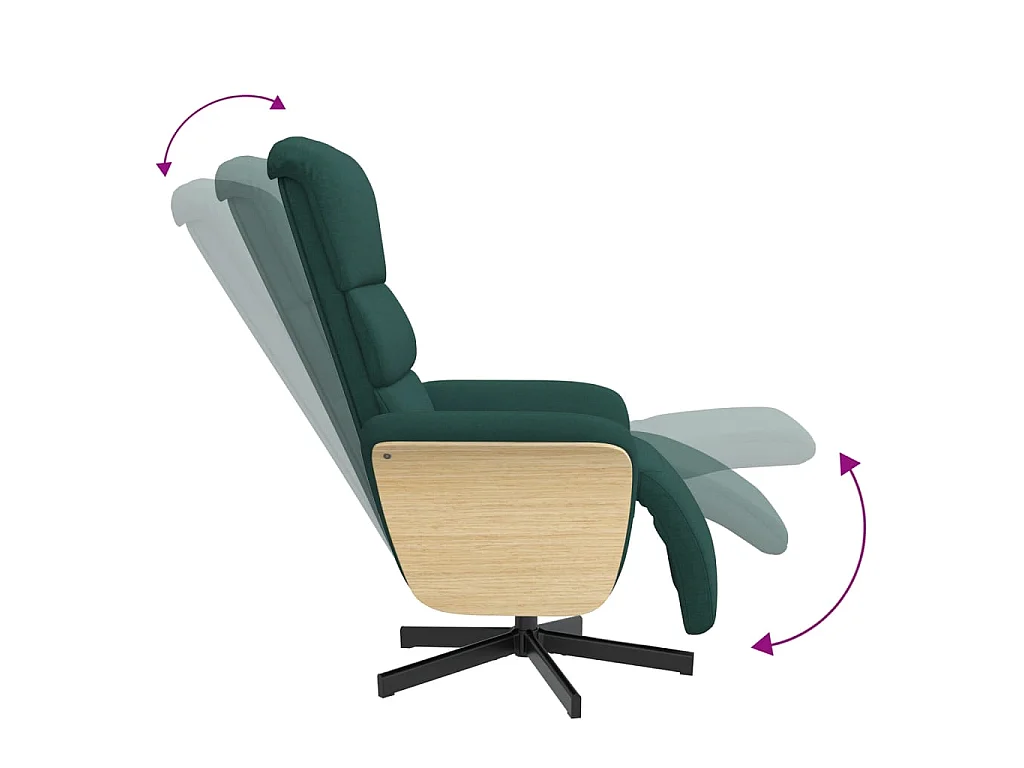Fauteuil inclinable avec repose-pieds vert foncé tissu