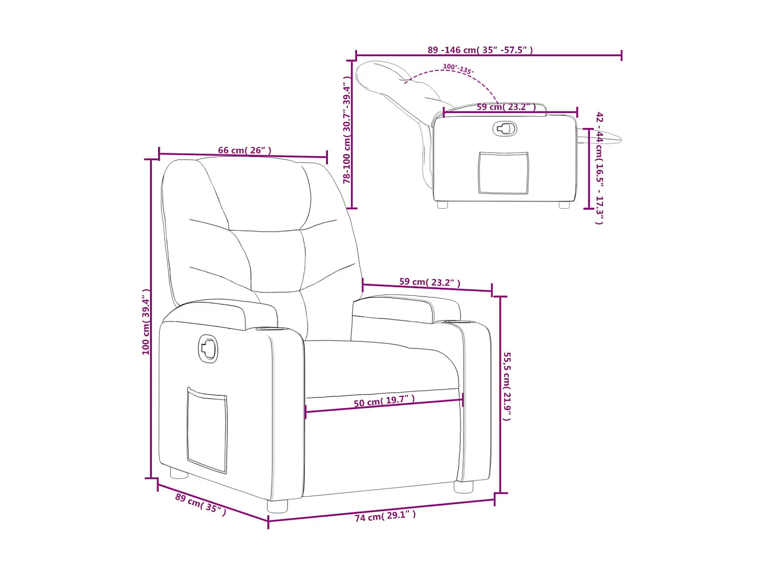 Fauteuil inclinable Marron Similicuir