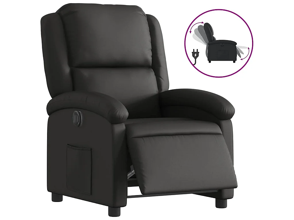 Fauteuil inclinable électrique noir cuir véritable