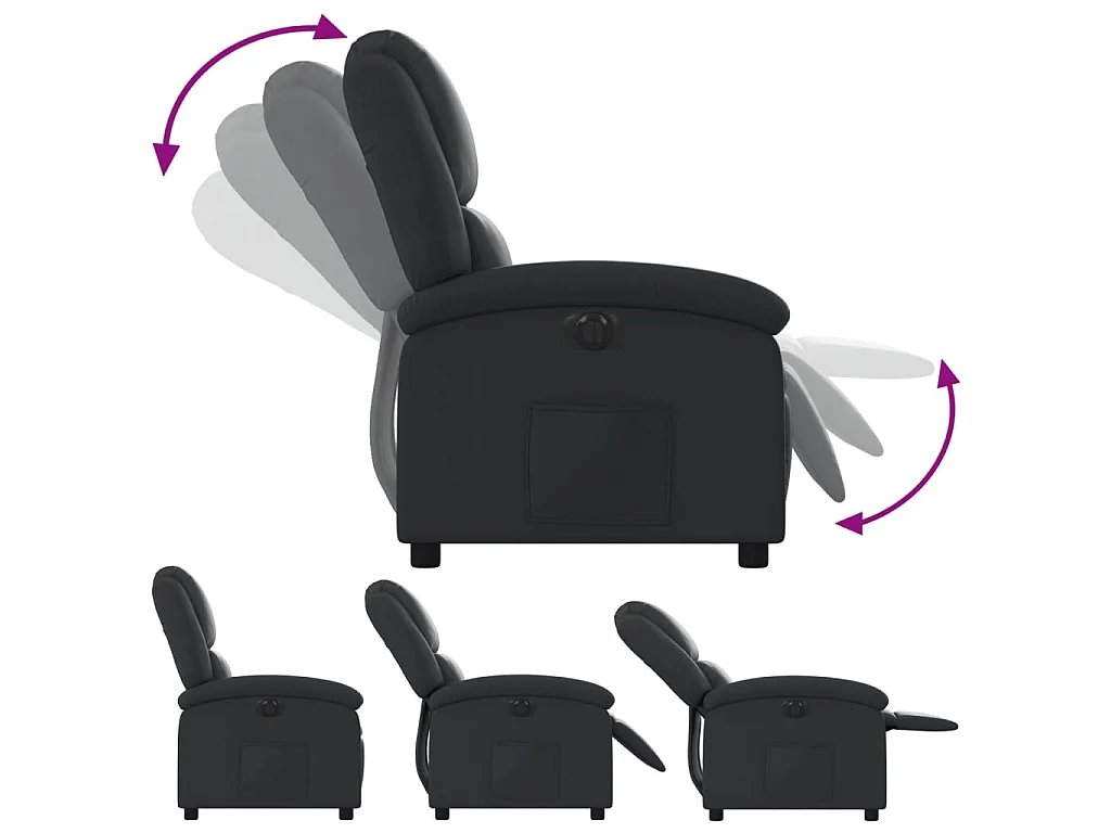 Fauteuil inclinable électrique noir cuir véritable