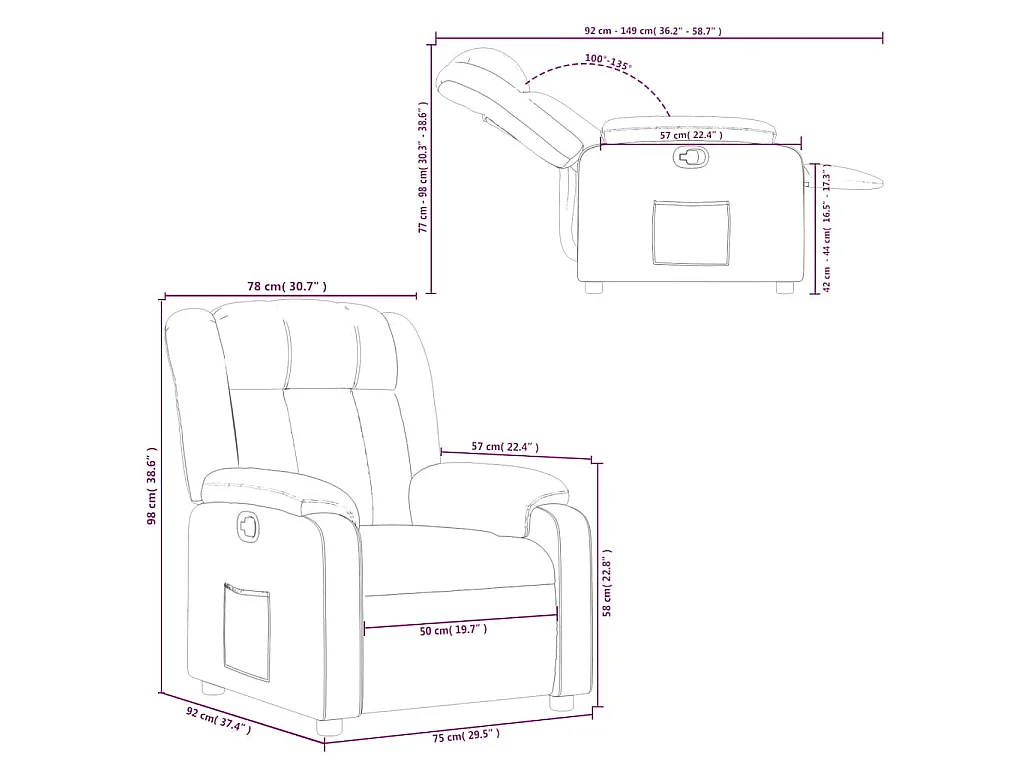 Fauteuil inclinable Rouge bordeaux Similicuir