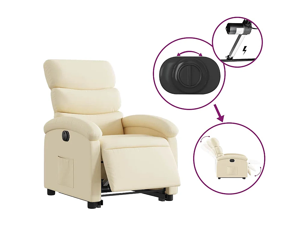 Sta-op-stoel elektrisch verstelbaar stof crèmekleurig