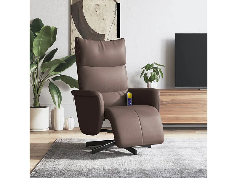 Massagesessel mit Fußteil Braun Kunstleder