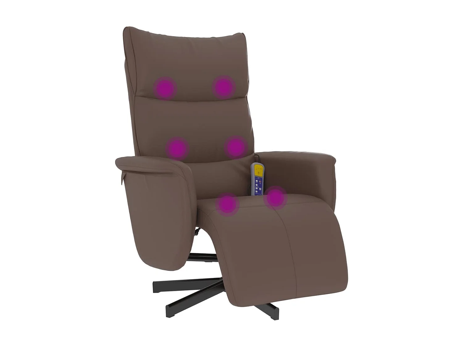 Fauteuil inclinable de massage repose-pieds marron similicuir