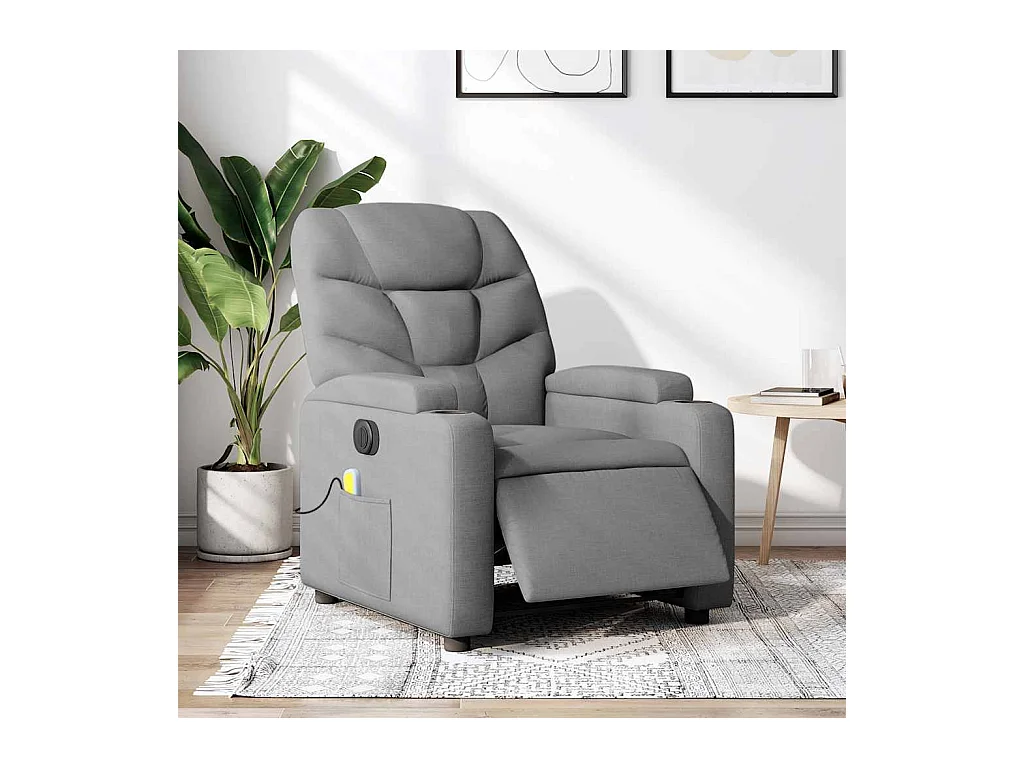 Massagesessel Elektrisch Hellgrau Stoff