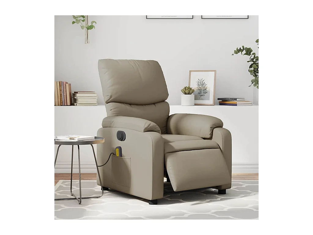 Poltrona Reclinabile Massaggio Elettrica Cappuccino Similpelle