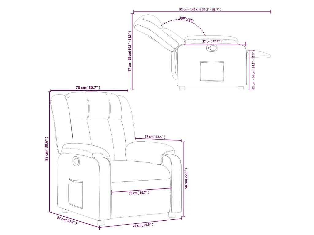 Fauteuil inclinable Crème Similicuir