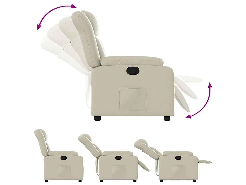 Poltrona reclinável couro artificial cor creme