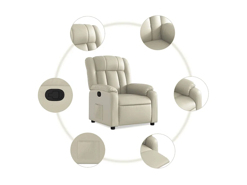 Poltrona reclinável couro artificial cor creme