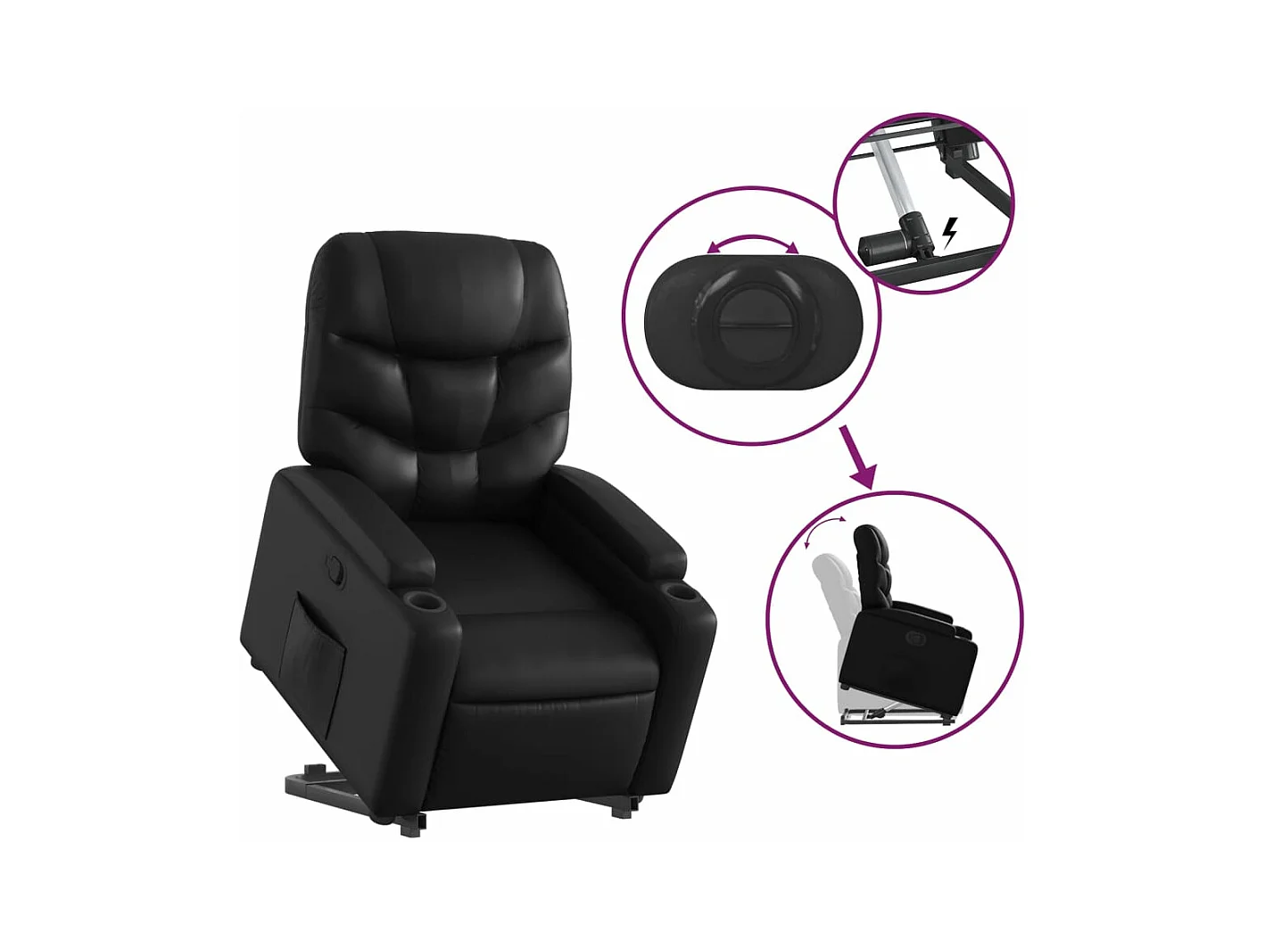 Fauteuil inclinable Noir Similicuir