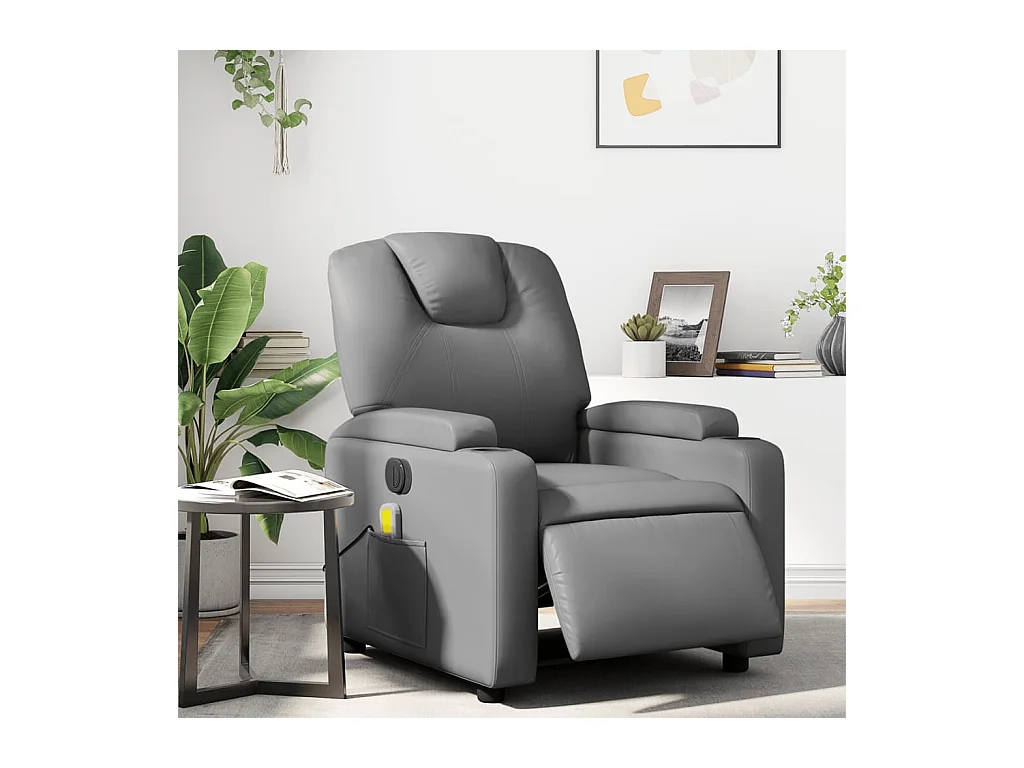 Massagesessel Elektrisch Grau Kunstleder