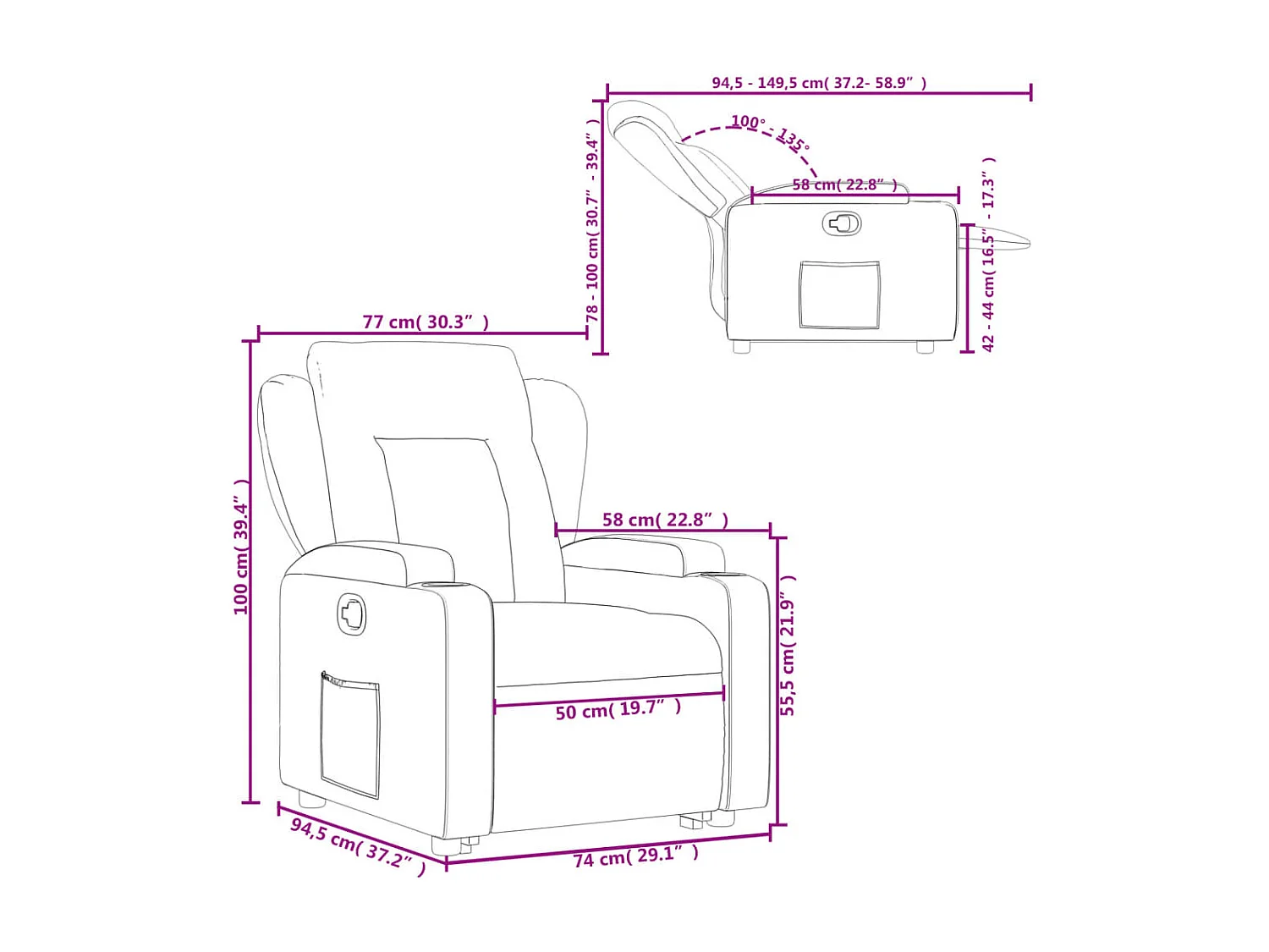 Fauteuil inclinable Crème Similicuir