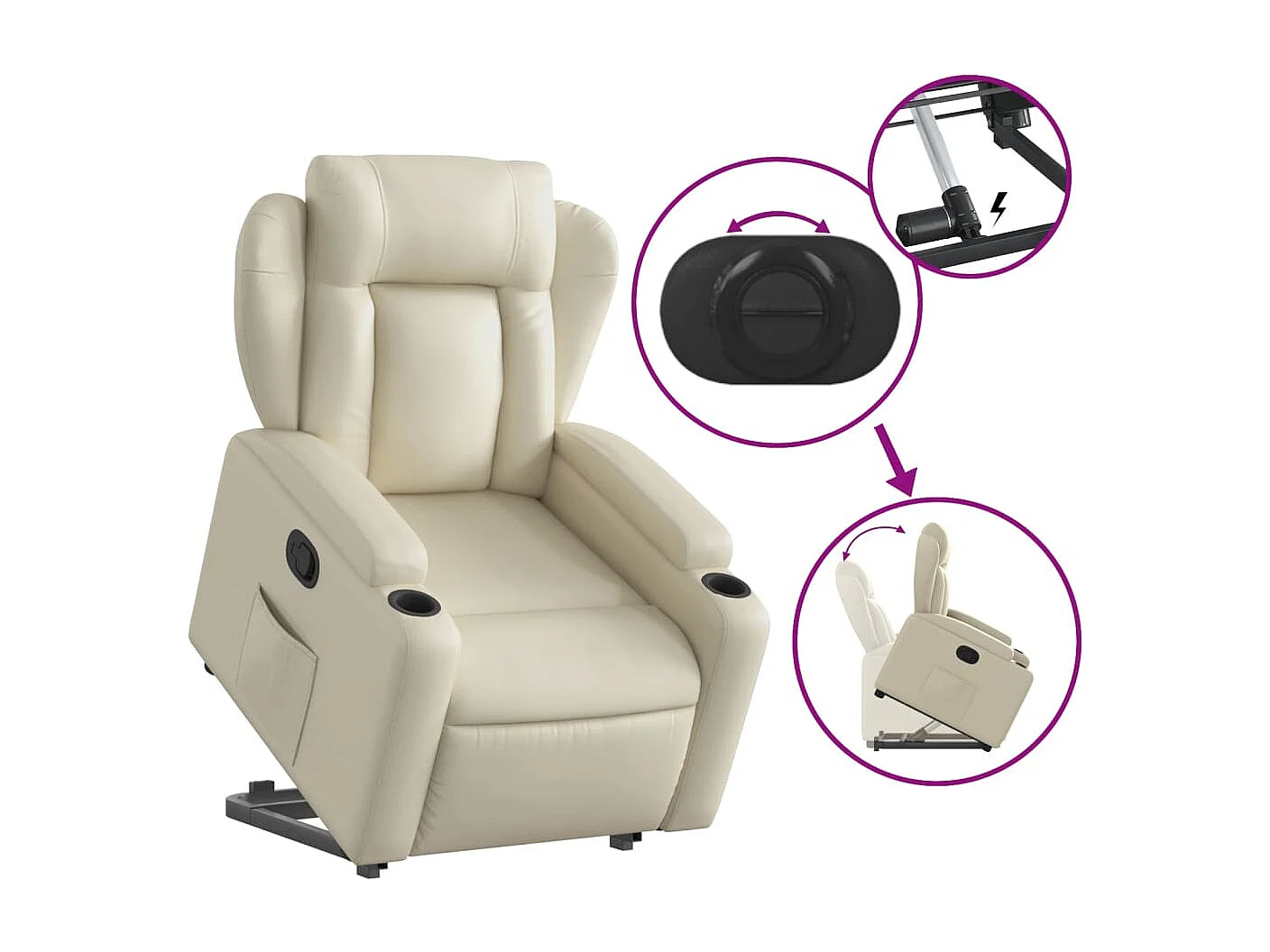 Fauteuil inclinable Crème Similicuir