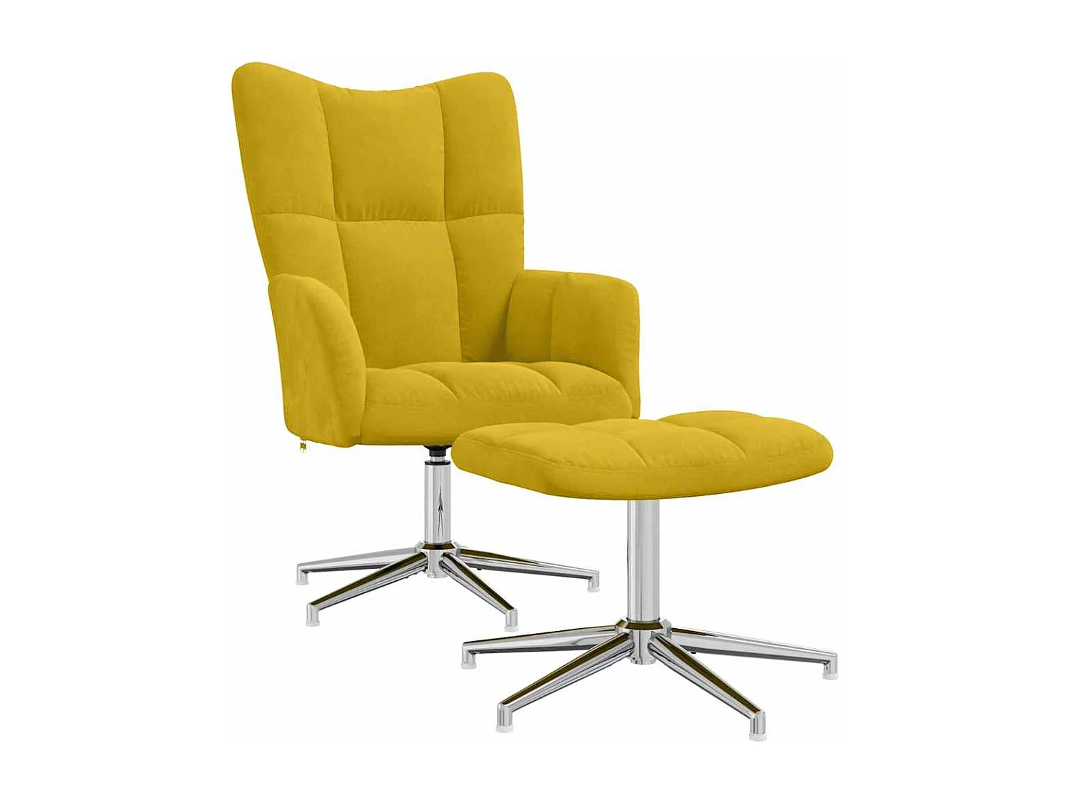 Chaise de relaxation avec tabouret Jaune moutarde Velours
