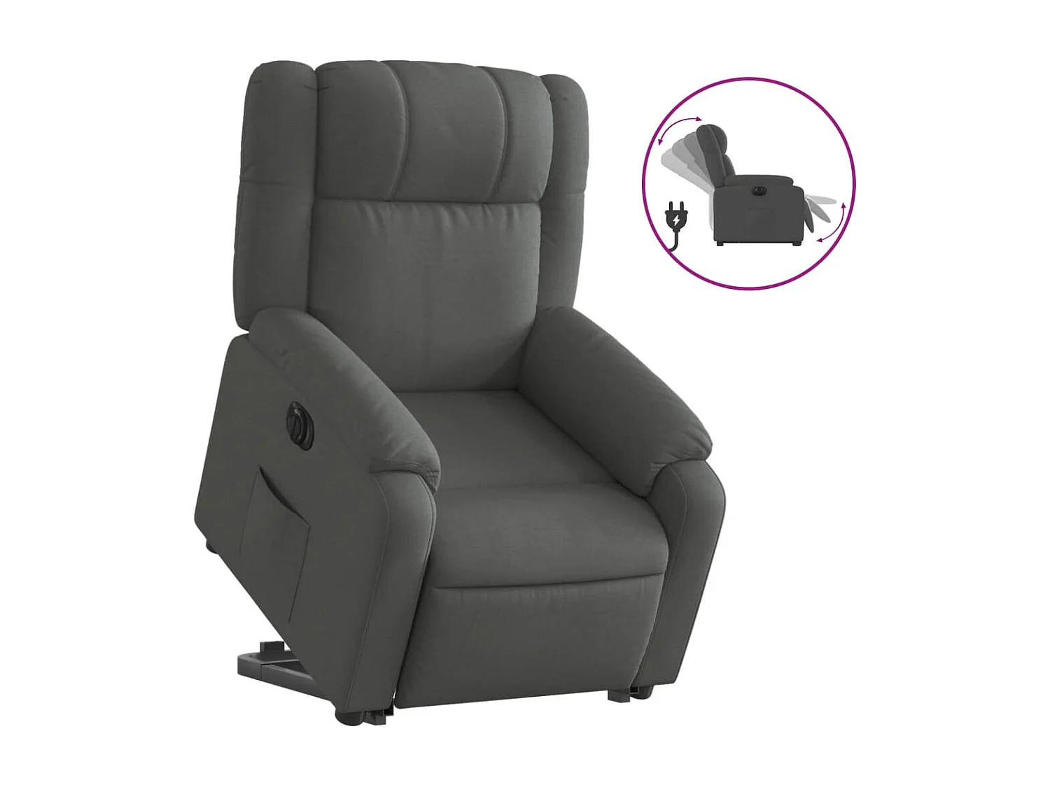 Fauteuil inclinable électrique gris foncé tissu