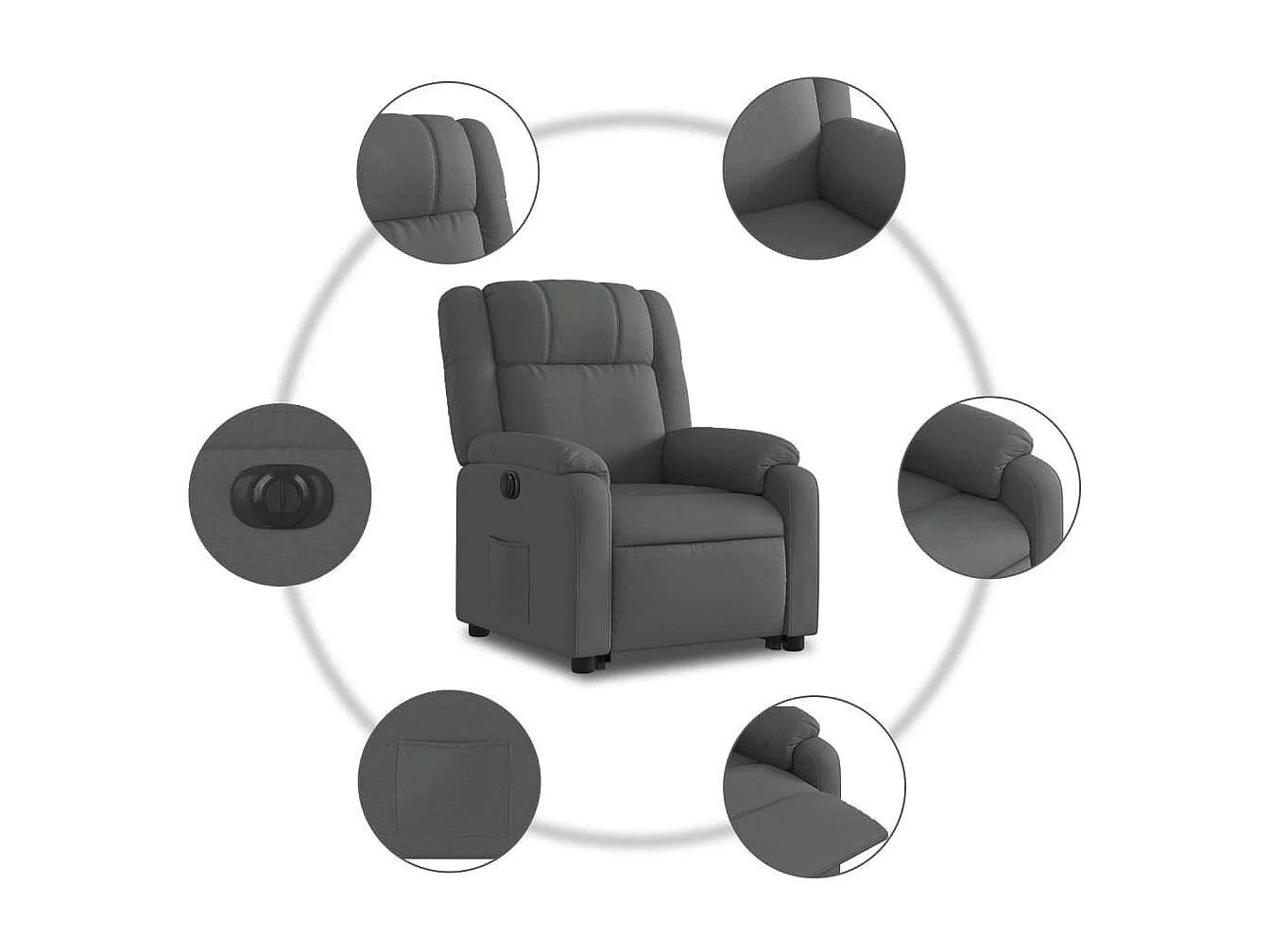 Fauteuil inclinable électrique gris foncé tissu
