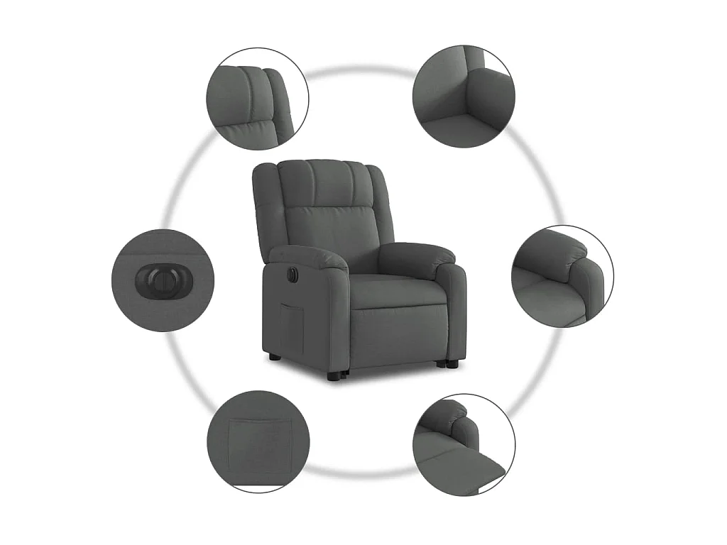 Fauteuil inclinable électrique gris foncé tissu