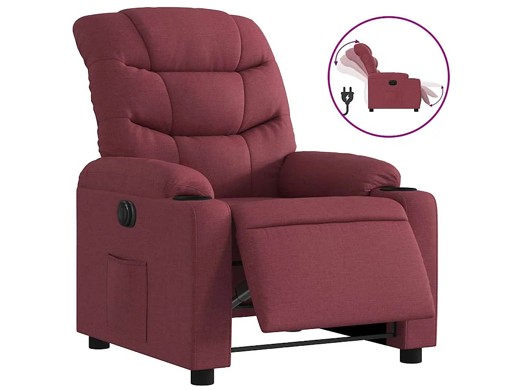 Relaxsessel Elektrisch Weinrot Stoff