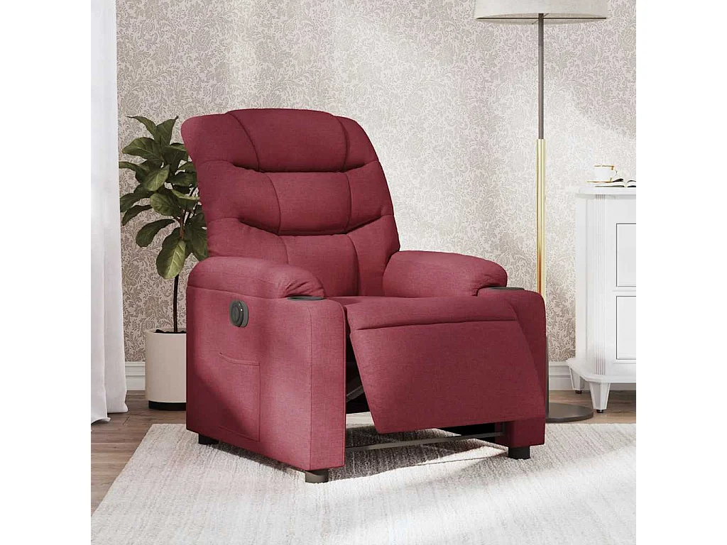 Relaxsessel Elektrisch Weinrot Stoff
