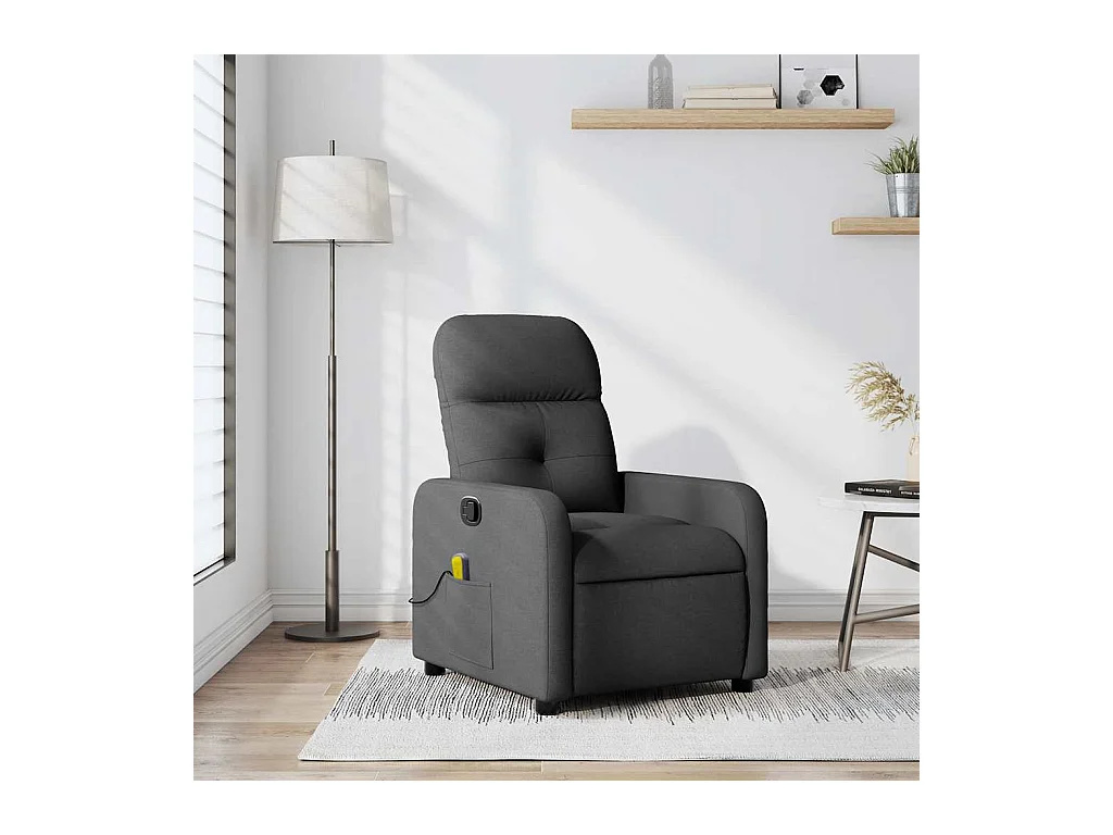 Fauteuil de massage inclinable Gris foncé Tissu