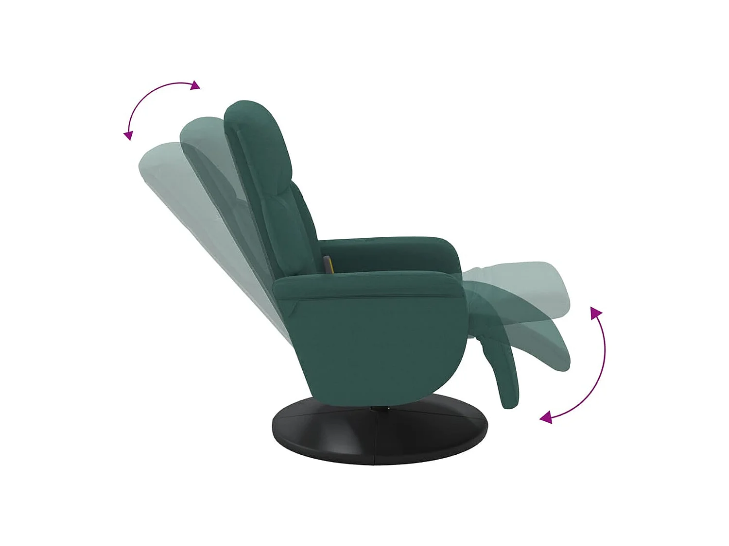 Poltrona Reclinante Massaggio Poggiapiedi Verde Scuro Velluto