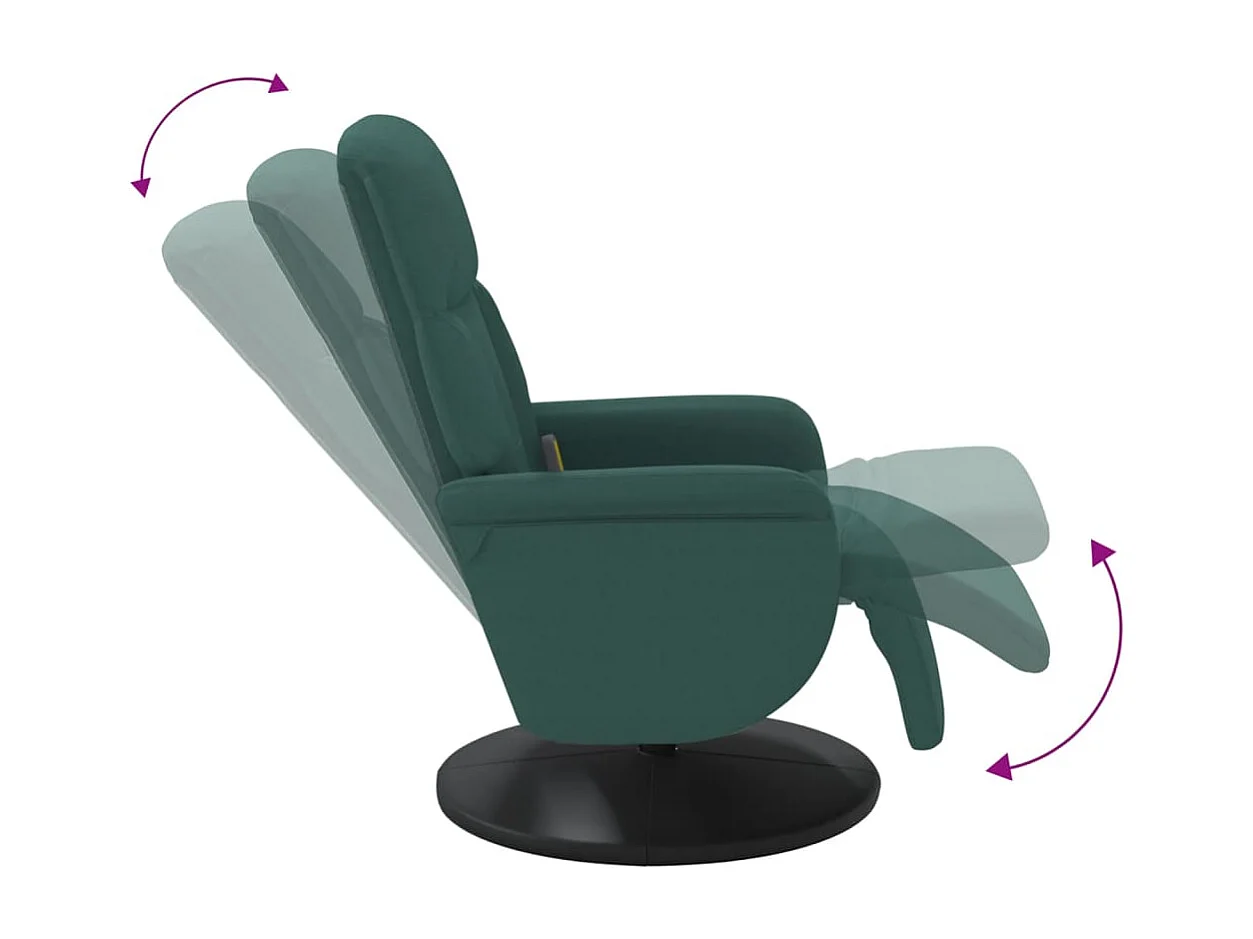 Sillón reclinable masaje con reposapiés terciopelo verde oscuro