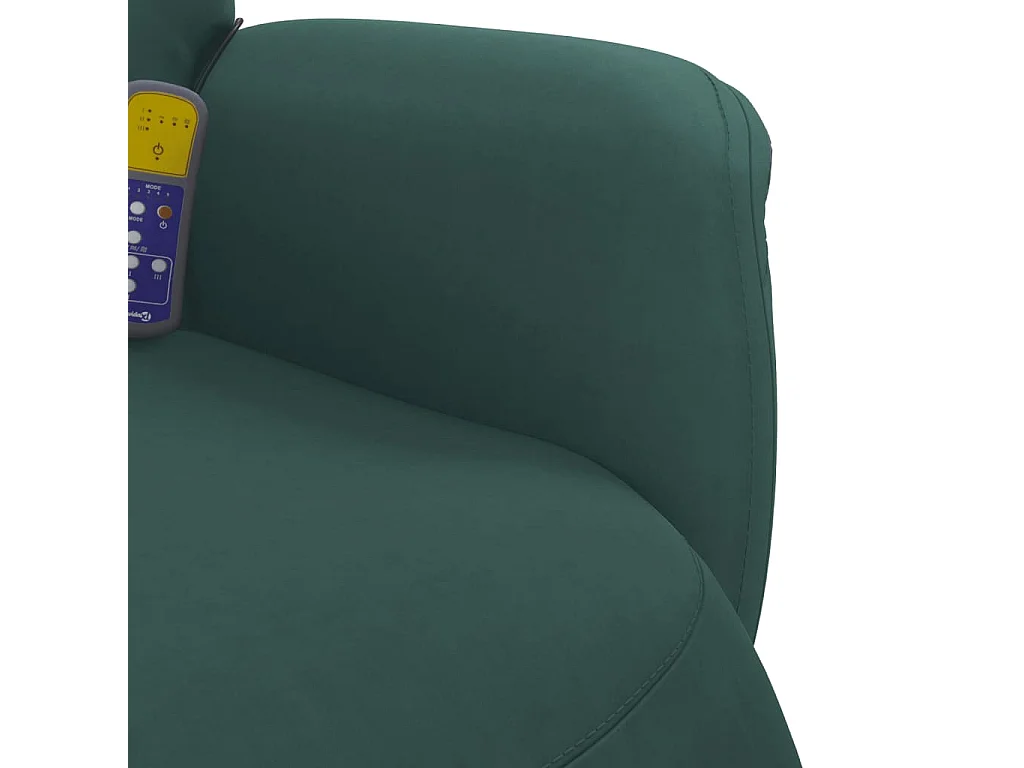 Sillón reclinable masaje con reposapiés terciopelo verde oscuro
