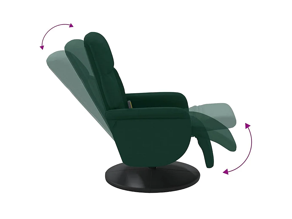 Poltrona Reclinante Massaggio Poggiapiedi Verde Scuro Velluto