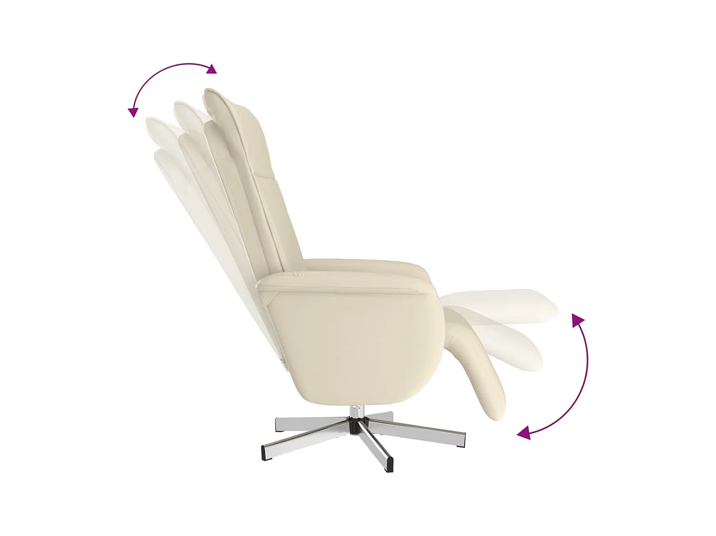 Fauteuil inclinable avec repose-pieds crème similicuir