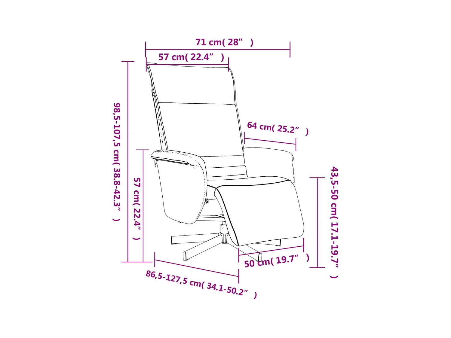 Fauteuil inclinable avec repose-pieds crème similicuir