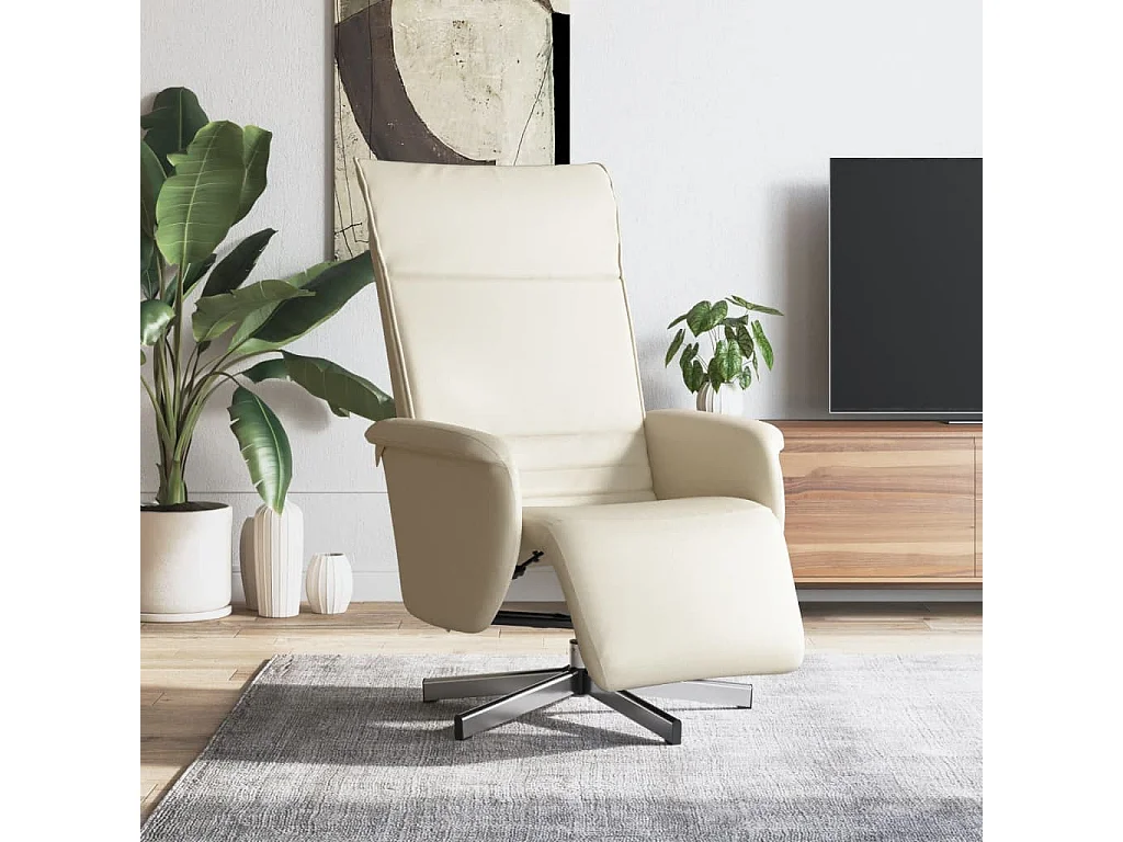 Relaxsessel mit Fußteil Creme Kunstleder