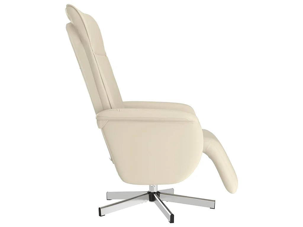 Fauteuil verstelbaar met voetensteun kunstleer crèmekleurig