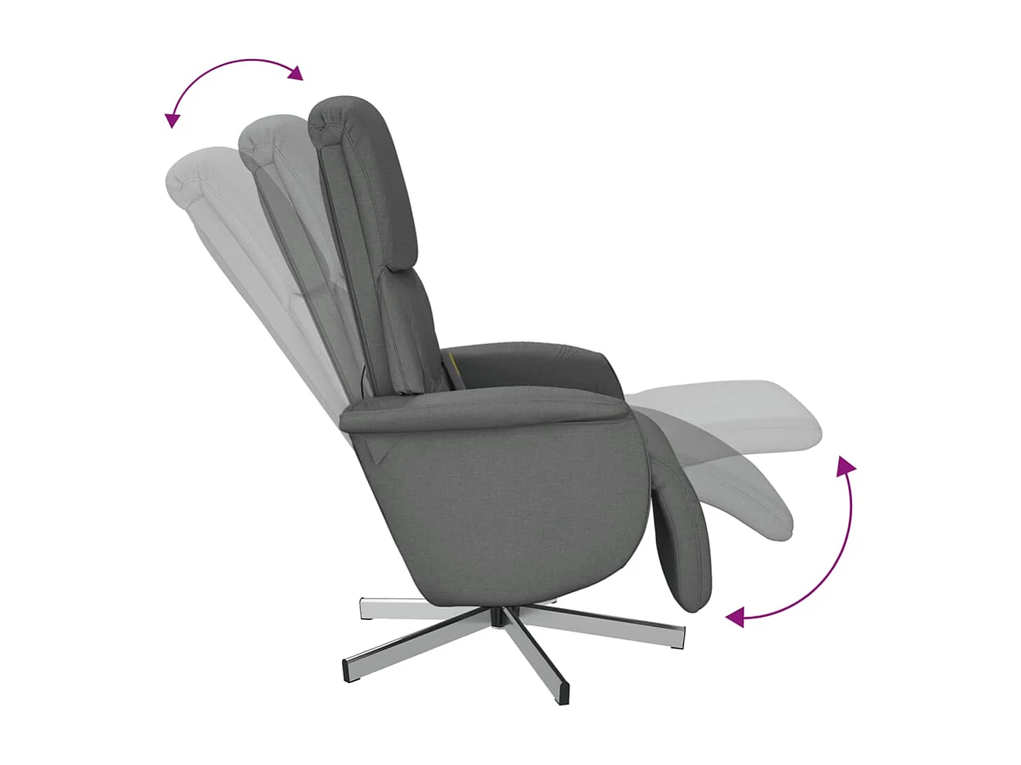Fauteuil inclinable de massage et repose-pieds gris foncé tissu