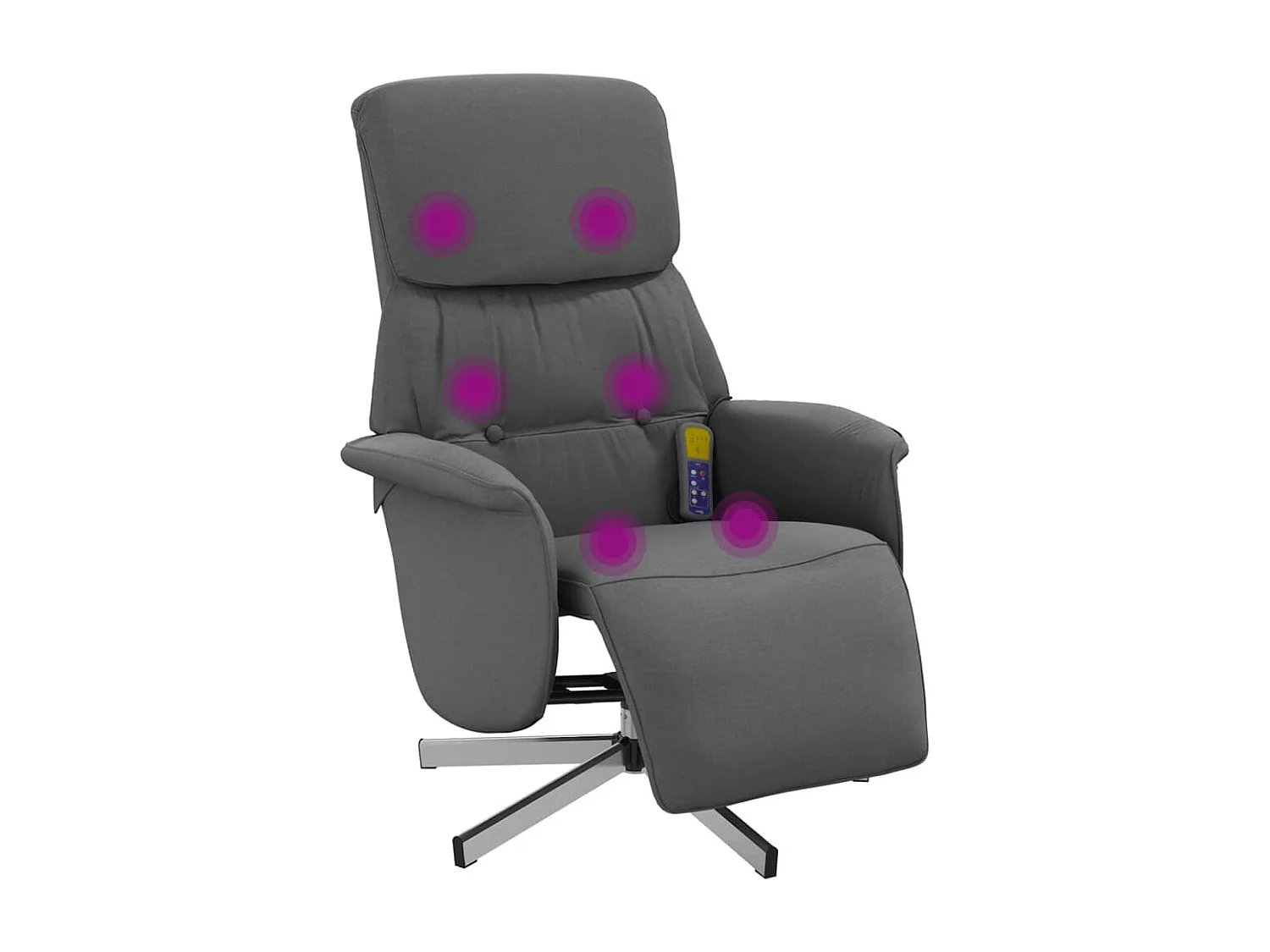 Fauteuil inclinable de massage et repose-pieds gris foncé tissu