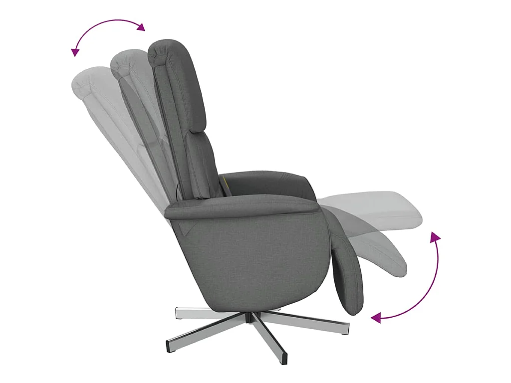 Fauteuil inclinable de massage et repose-pieds gris foncé tissu