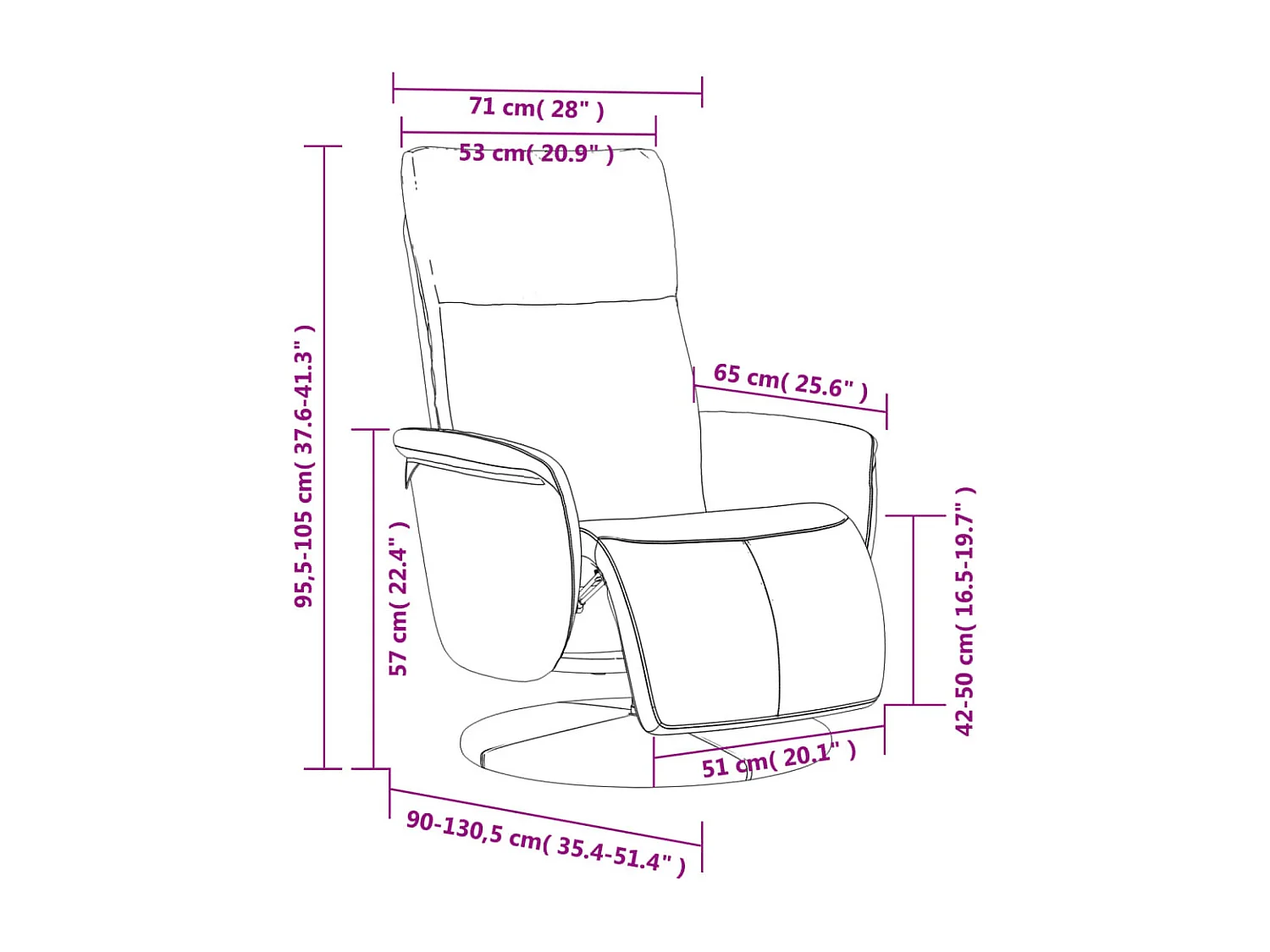 Fauteuil inclinable avec repose-pieds cappuccino similicuir