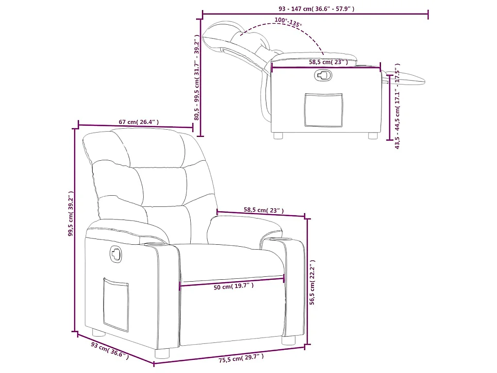 Fauteuil inclinable Crème Tissu