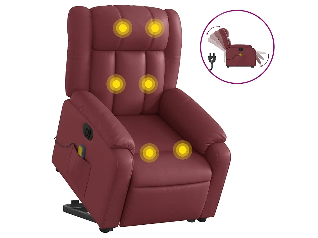 Fauteuil inclinable de massage électrique rouge bordeaux