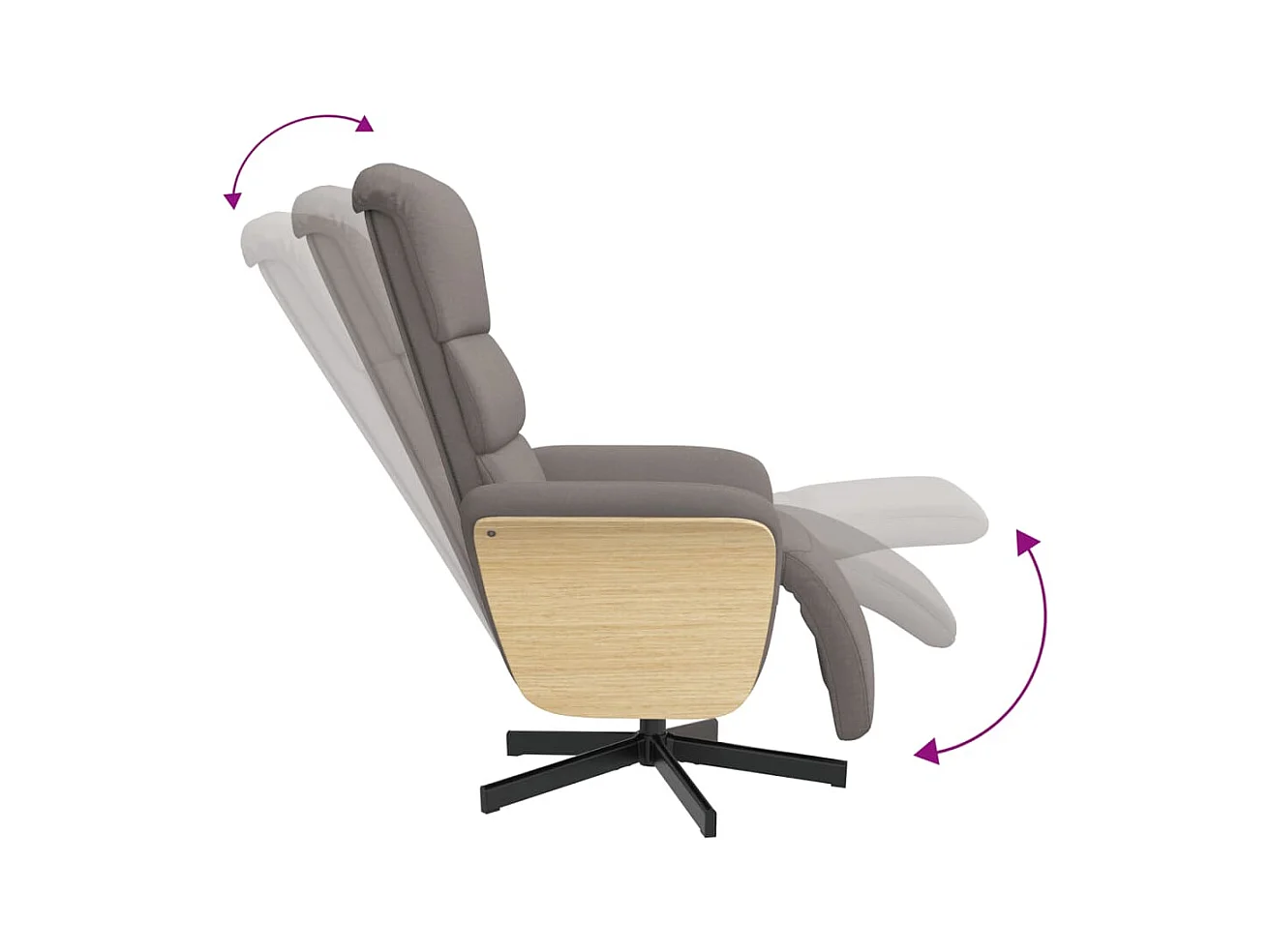 Sillón reclinable con reposapiés tela gris taupe